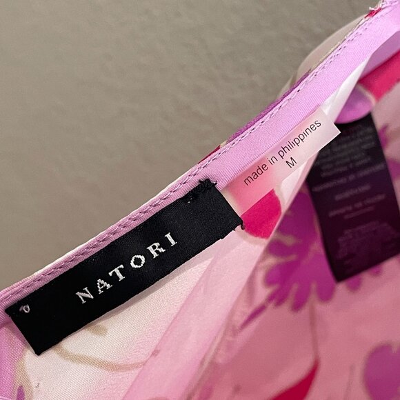 Natori Womens Medium Croisette Chemise Pink Purple Floral Slip Dress - Picture 3 of 9